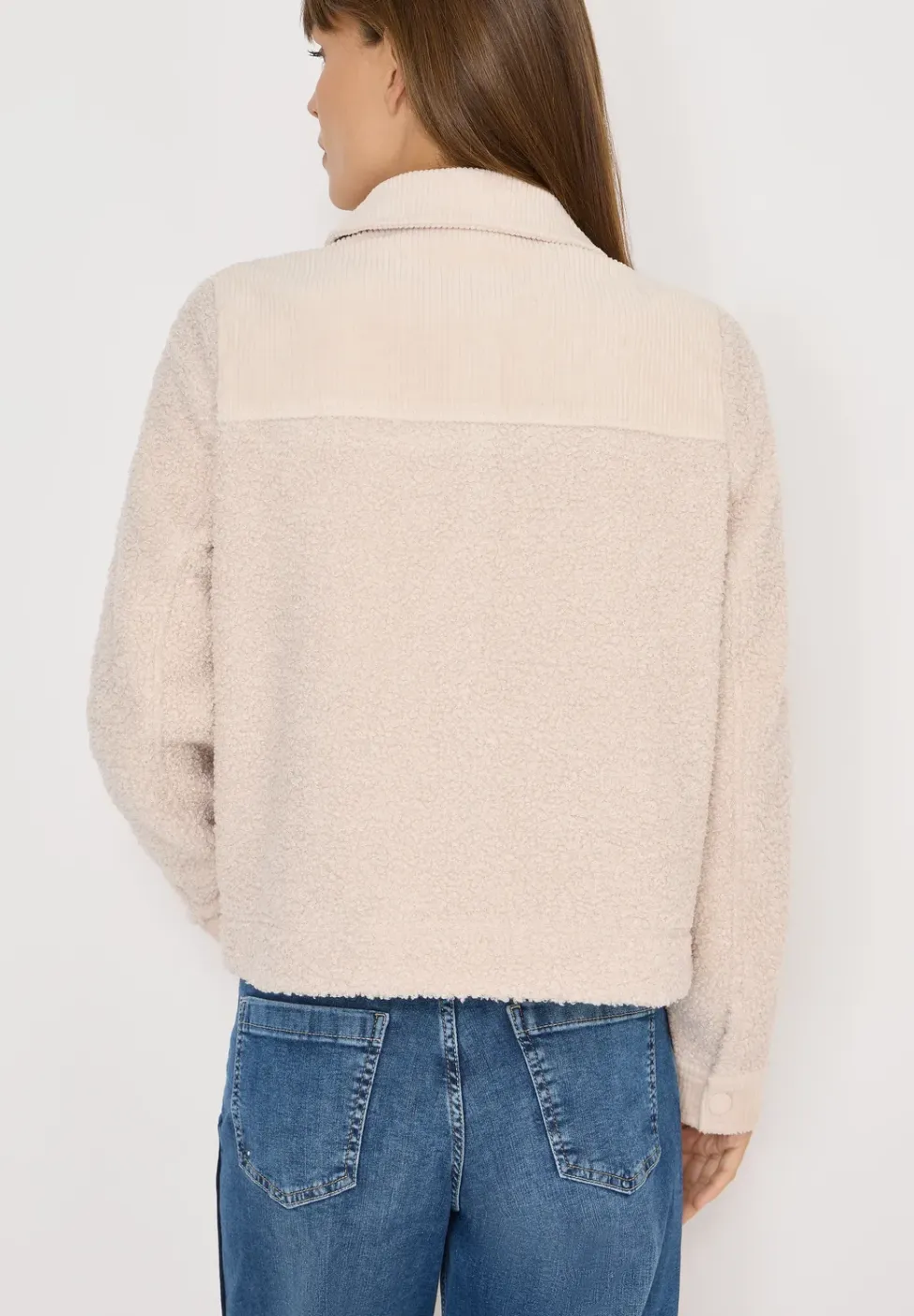 Teddy jas met corduroy details