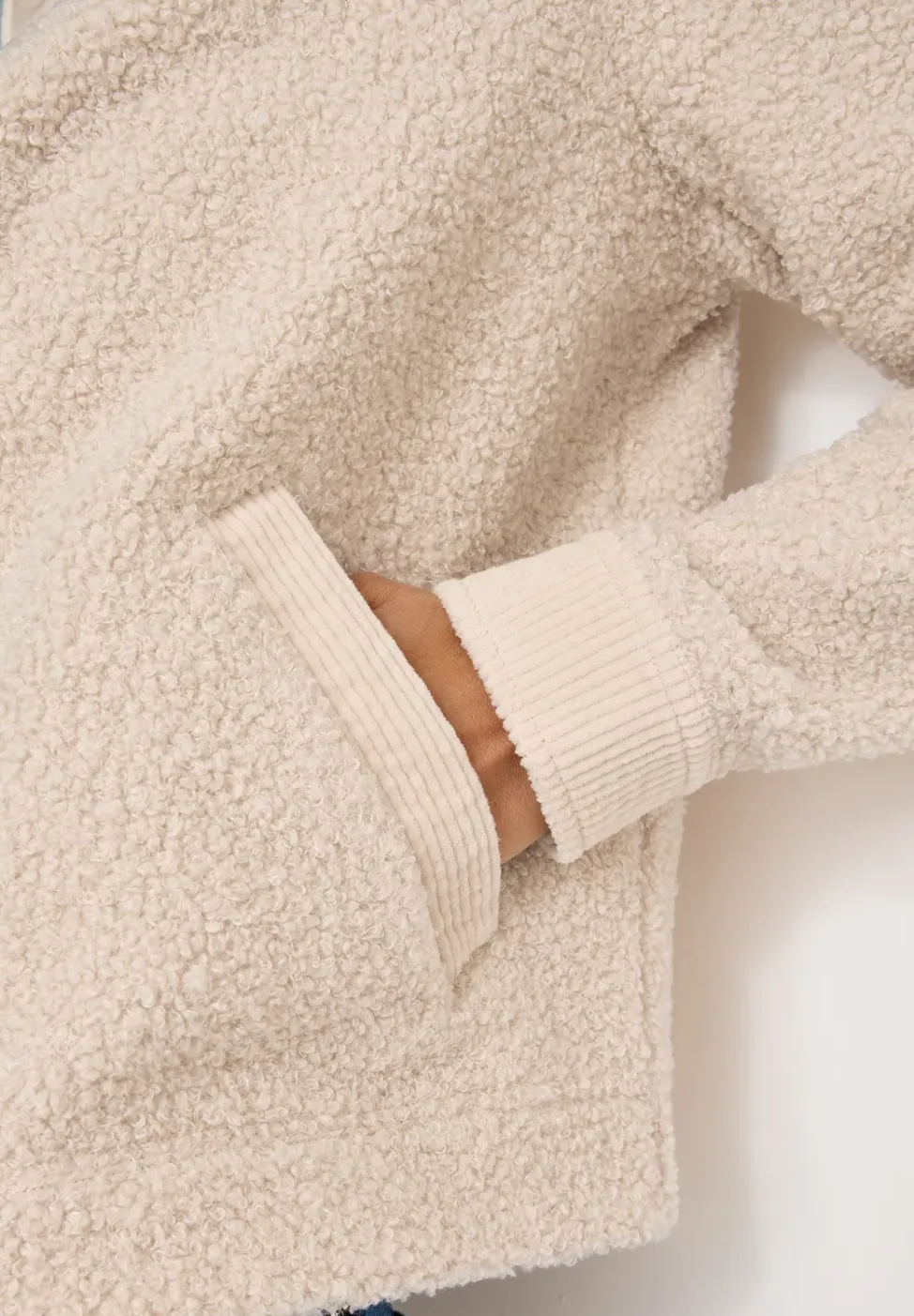 Teddy jas met corduroy details