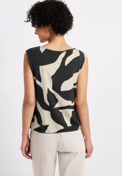 Top in structuurmix met print