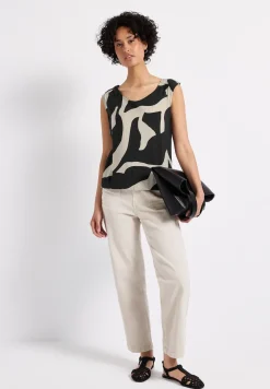 Top in structuurmix met print