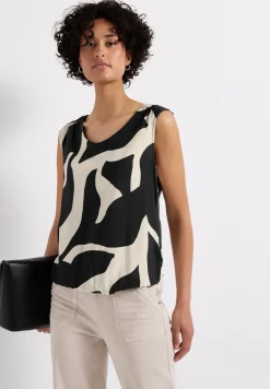 Top in structuurmix met print
