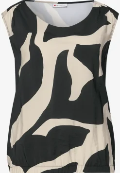 Top in structuurmix met print