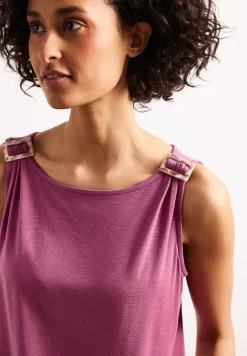 Top met ronde hals en schouderdetails