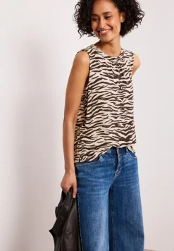 Top met ronde hals en zebraprint