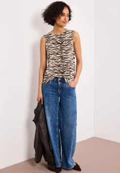 Top met ronde hals en zebraprint