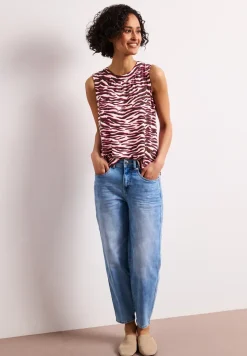 Top met ronde hals en zebraprint