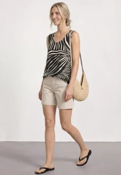 Top met V-hals en elastische zoom