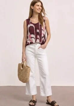 Top met V-hals en elastische zoom