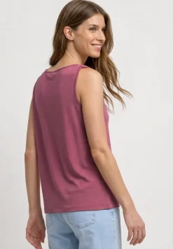 Top met V-hals en knoopdetail