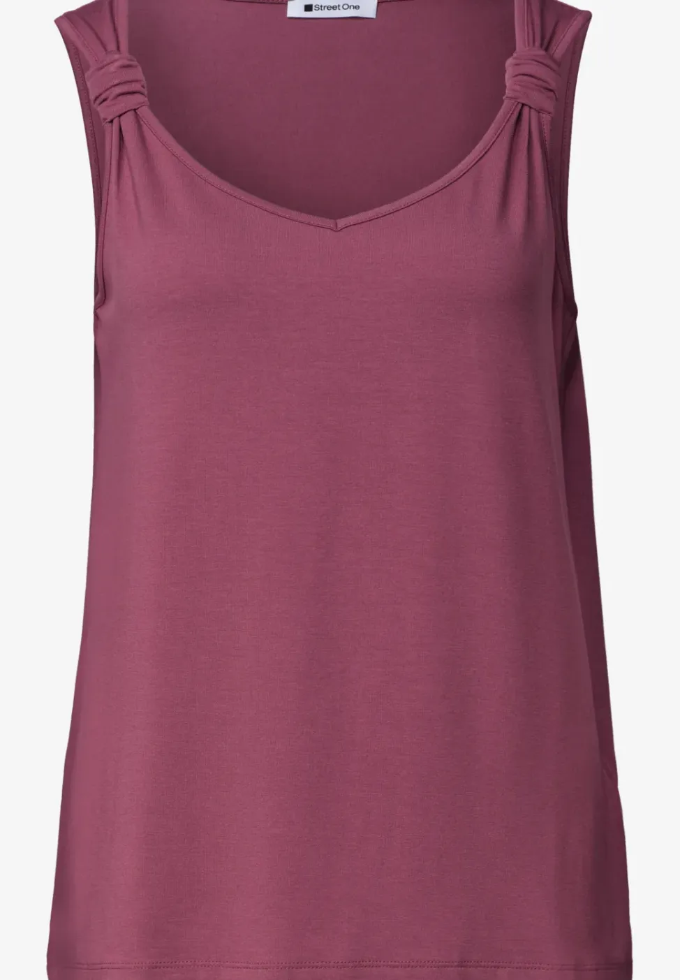 Top met V-hals en knoopdetail