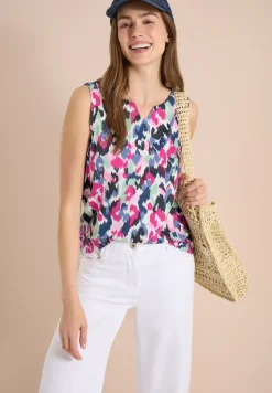 Top met gespleten hals en print