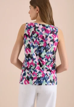 Top met gespleten hals en print