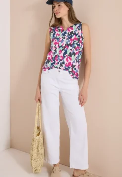 Top met gespleten hals en print