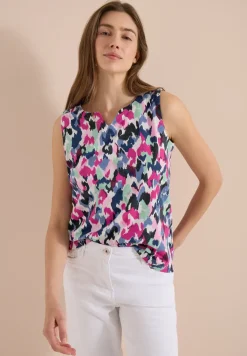 Top met gespleten hals en print