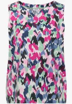 Top met gespleten hals en print