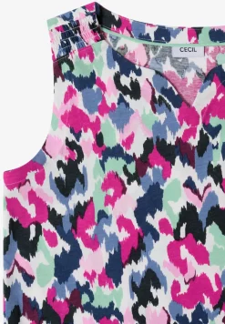 Top met gespleten hals en print
