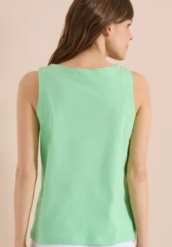 Top met gespleten hals in effen kleur