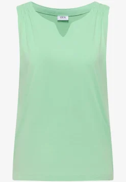 Top met gespleten hals in effen kleur