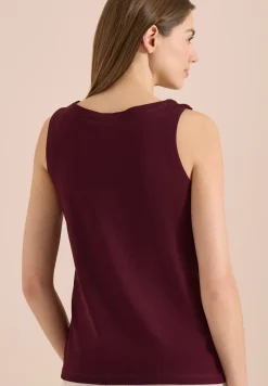 Top met gespleten hals in effen kleur
