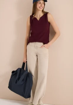 Top met gespleten hals in effen kleur
