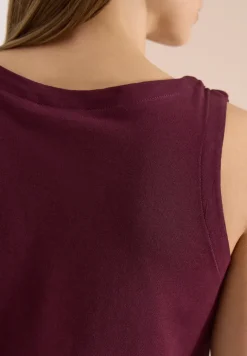 Top met gespleten hals in effen kleur