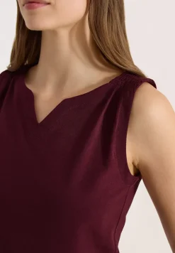 Top met gespleten hals in effen kleur