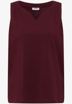 Top met gespleten hals in effen kleur
