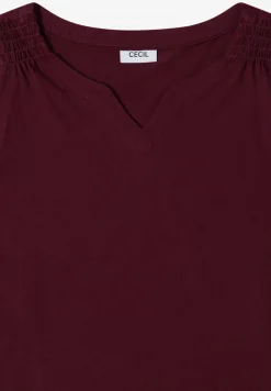 Top met gespleten hals in effen kleur