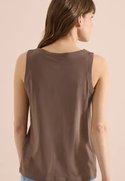 Top met gespleten hals in effen kleur