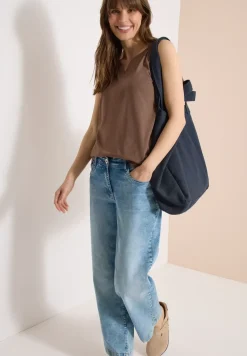 Top met gespleten hals in effen kleur