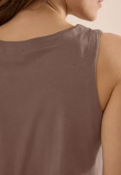 Top met gespleten hals in effen kleur
