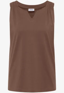 Top met gespleten hals in effen kleur
