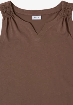 Top met gespleten hals in effen kleur