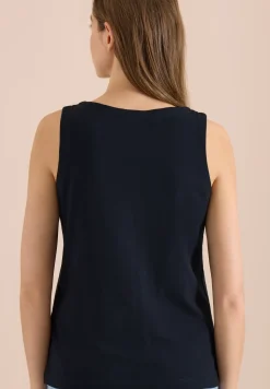 Top met gespleten hals in effen kleur