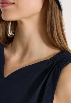 Top met gespleten hals in effen kleur