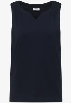 Top met gespleten hals in effen kleur