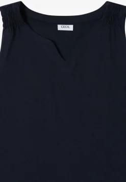 Top met gespleten hals in effen kleur