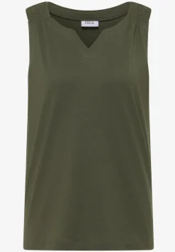 Top met gespleten hals in effen kleur