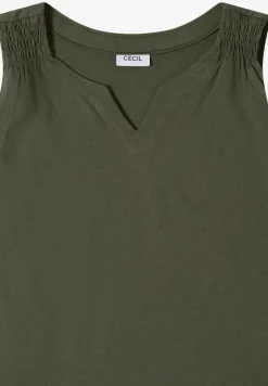 Top met gespleten hals in effen kleur