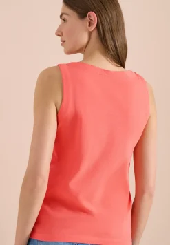 Top met gespleten hals in effen kleur