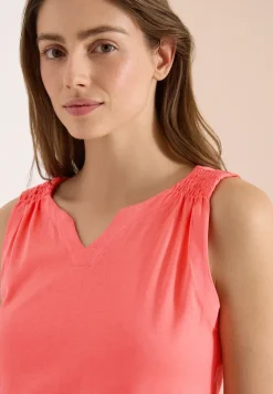 Top met gespleten hals in effen kleur