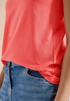 Top met gespleten hals in effen kleur