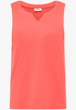 Top met gespleten hals in effen kleur