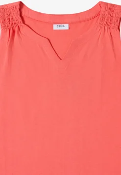 Top met gespleten hals in effen kleur