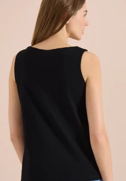 Top met gespleten hals in effen kleur