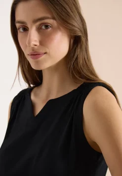 Top met gespleten hals in effen kleur