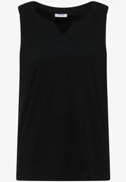 Top met gespleten hals in effen kleur
