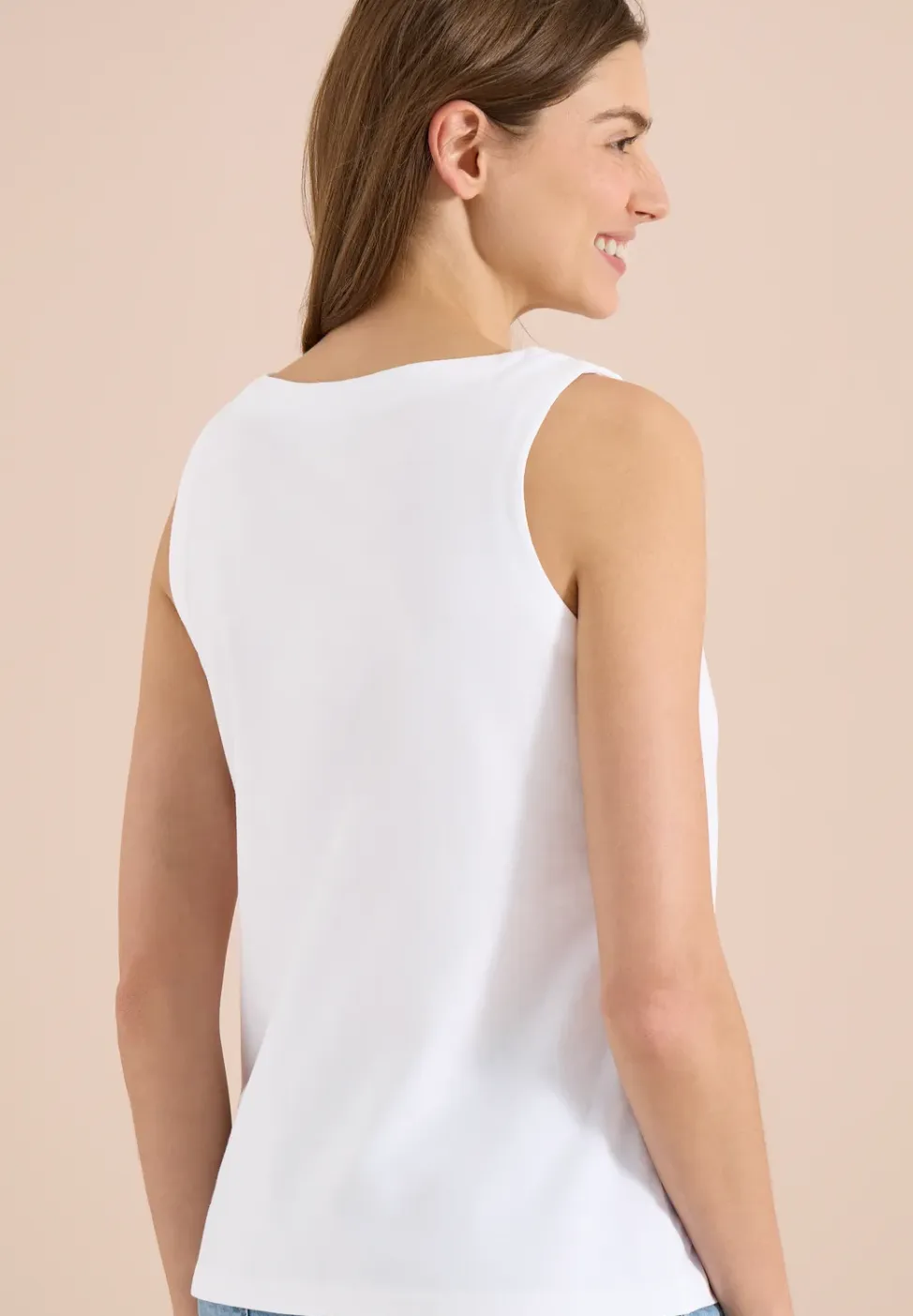 Top met gespleten hals in effen kleur