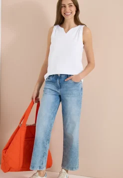 Top met gespleten hals in effen kleur