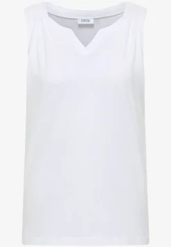 Top met gespleten hals in effen kleur